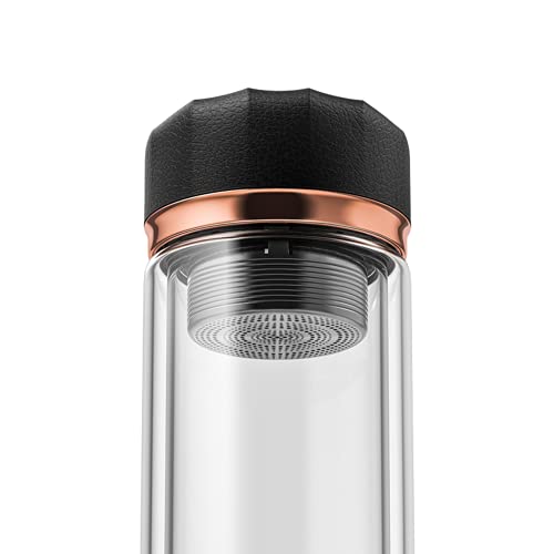 LEIDFOR Tea Infuser Bottle - BPA Free Double Wall Glass Travel Tea Mug With Stainless Steel Filter - Leakproof Tea Tumbler with Strainer for Loose Leaf Tea and Fruit Water
